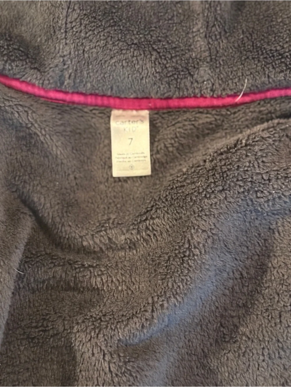 Carter's Kid Size 7 Heather Grey Fleece-Lined Full-Zip Hoodie